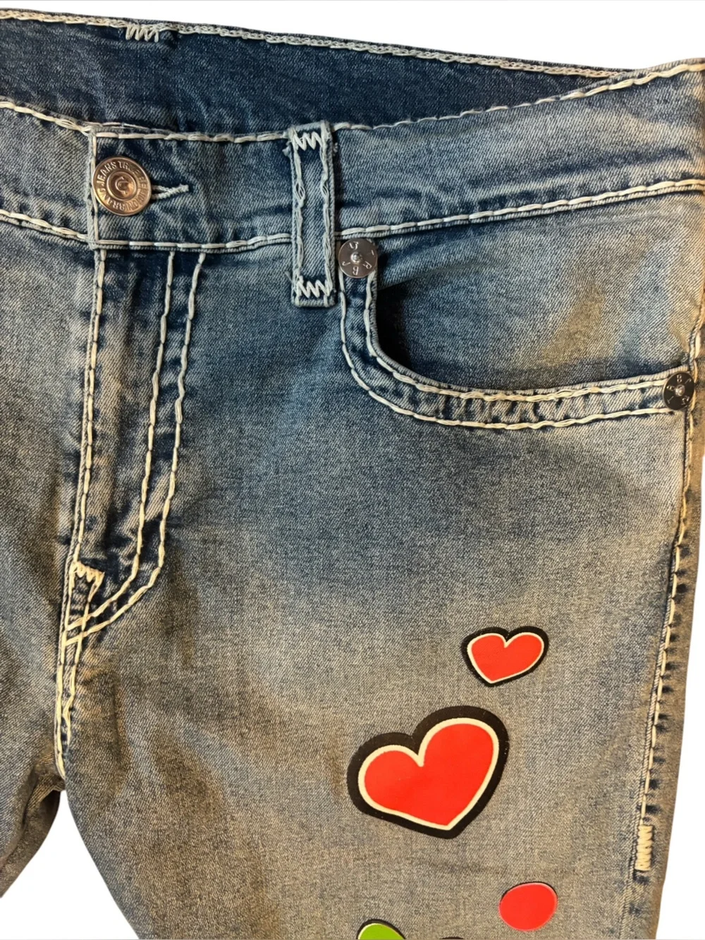 True Religion x Chief Keef Super T Skinny Flame Graphic Denim Jeans Size 40